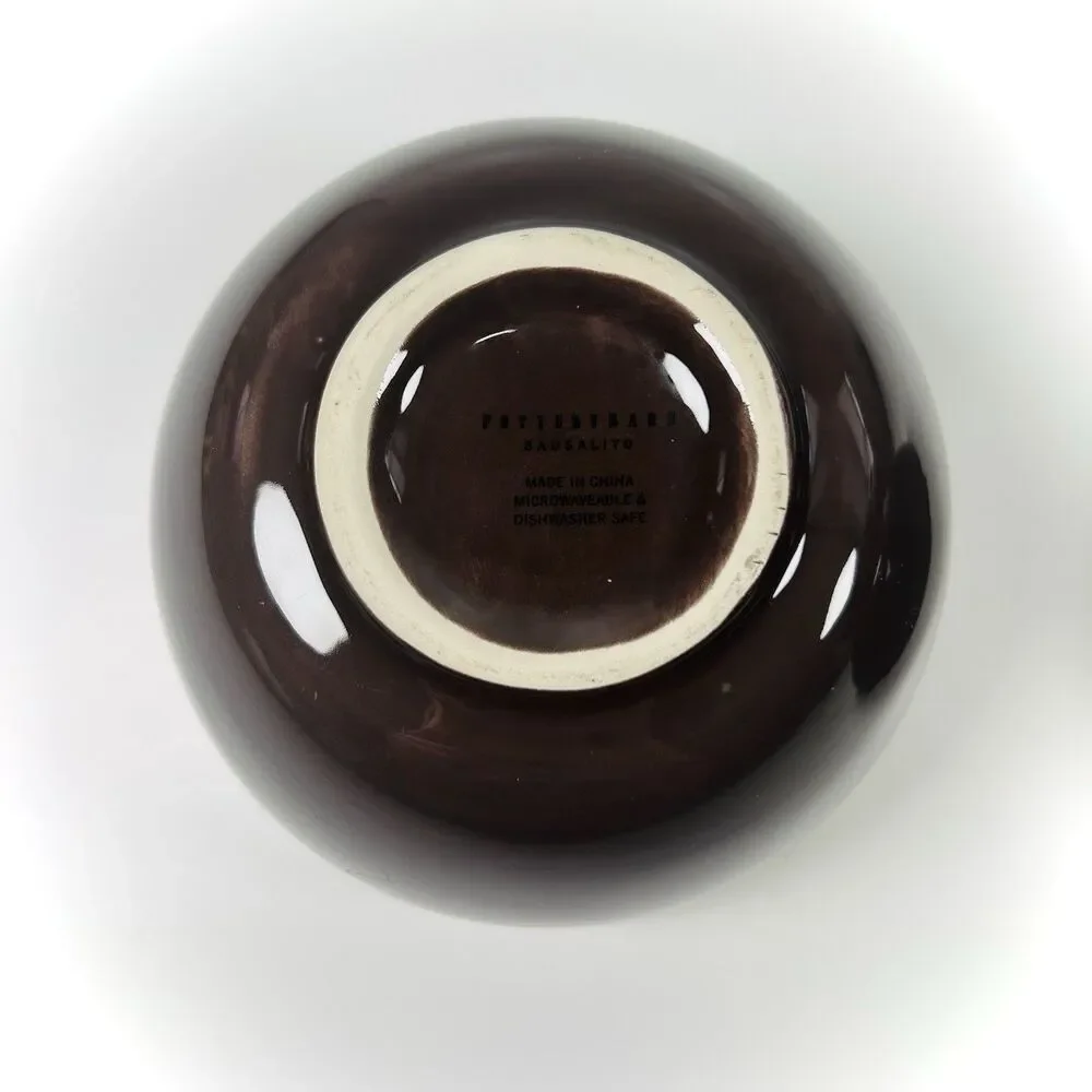 Set Of 2 Pottery Barn Sausalito Dark Chocolate Brown Cereal Soup Bowls 6